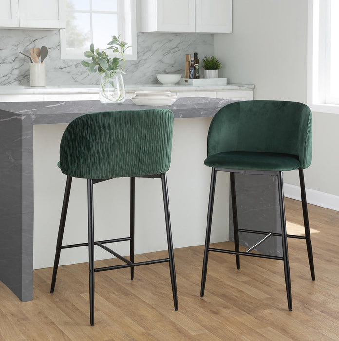 Fran - Pleated Fixed-Height Counter Stool (Set of 2)