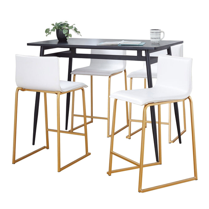 Marcel - Mara Upholstered Counter Height Dining Set - Black Metal With Black Wood Tabletop And Gold Metal