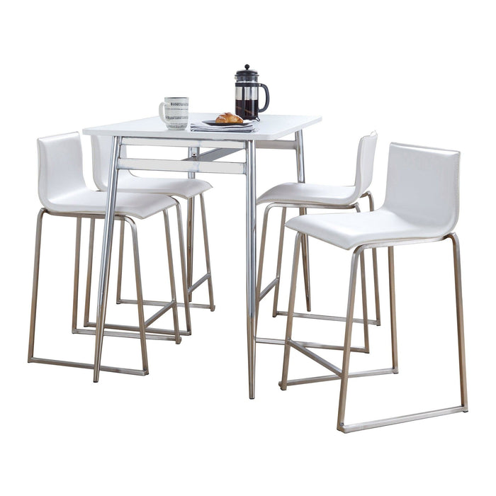 Marcel - Mara Upholstered Counter Height Dining Set - Black Metal With White Wood Tabletop