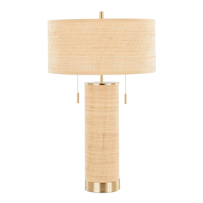 Cylinder - Rattan 29" Rattan Table Lamp - Royal Gold And Natural Rattan from Grandview Gallery