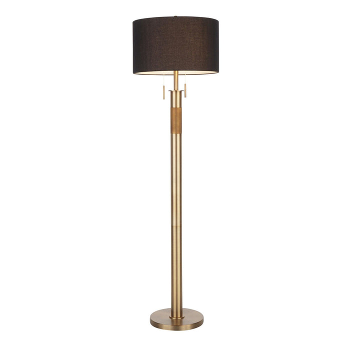 Trophy - Floor Lamp - Antique Brass With Black Linen Shade