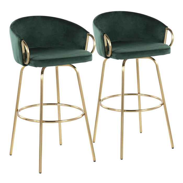 Claire - 30" Fixed-Height Barstool (Set of 2) - Gold Base