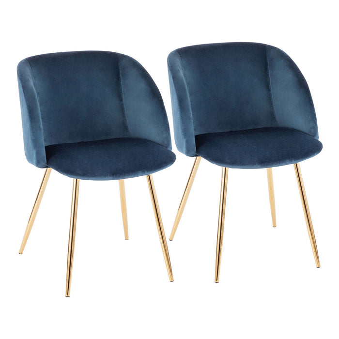 Fran - Chair - Gold Metal And Blue (Set of 2)