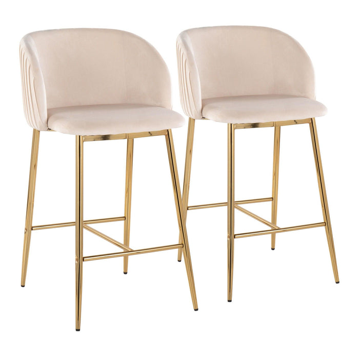 Fran - Pleated Glam Fixed-Height Counter Stool (Set of 2)