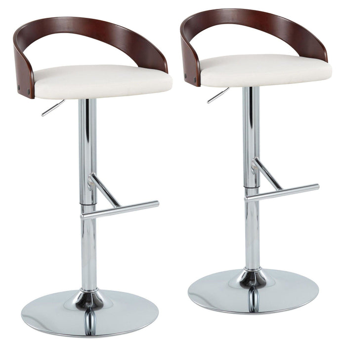 Grotto - Adjustable Barstool (Set of 2) - White And Dark Brown