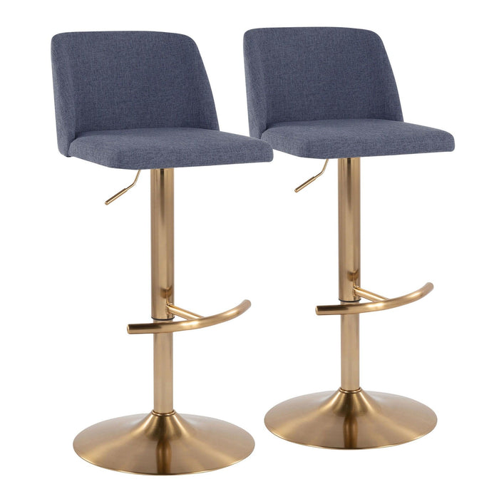 Toriano - Adjustable Barstool (Set of 2) - Gold Base