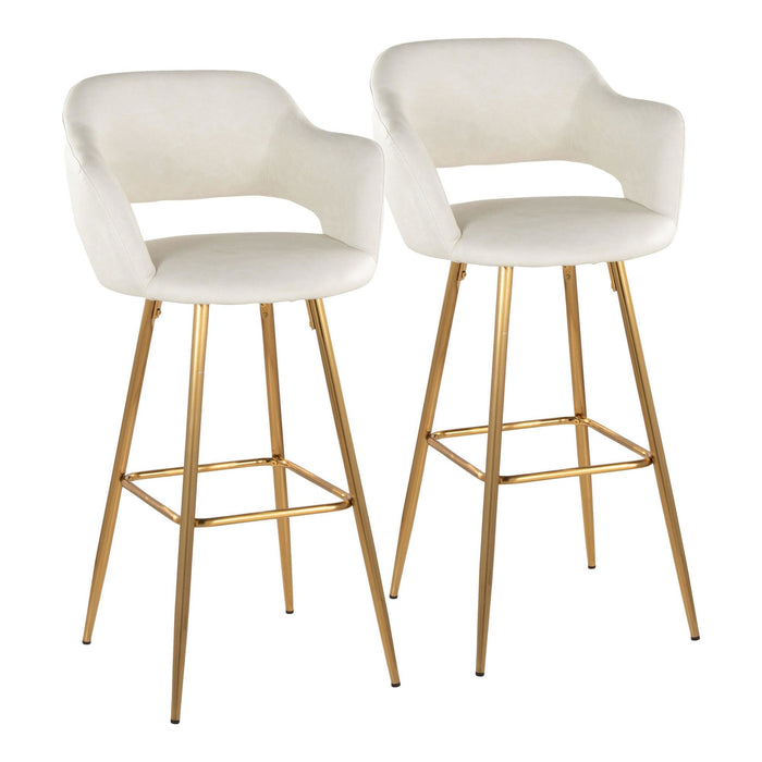 Margarite - 30" Fixed-Height Barstool - Gold Metal (Set of 2)