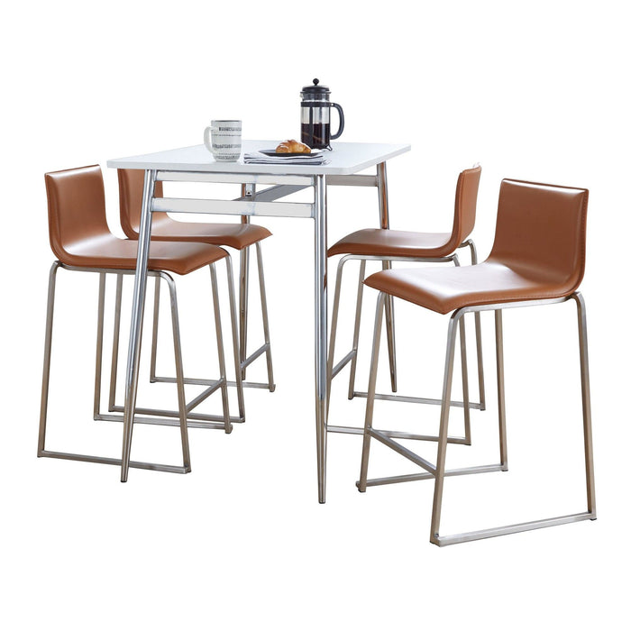 Marcel - Mara Upholstered Counter Height Dining Set - Black Metal With White Wood Tabletop