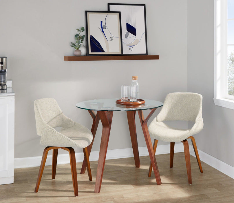 Dakota - Gardenia Dining Set - White Steel With White Wood Tabletop And Whitewashed Wood With Gray Fabric (Set of 4)