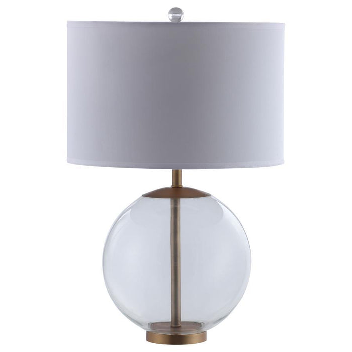 Kenny - Drum Shade Table Lamp With Glass Base - White