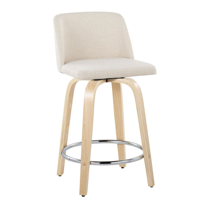 Toriano - 24" Fixed-Height Counter Stool (Set of 2) - Natural & Chrome Round Base