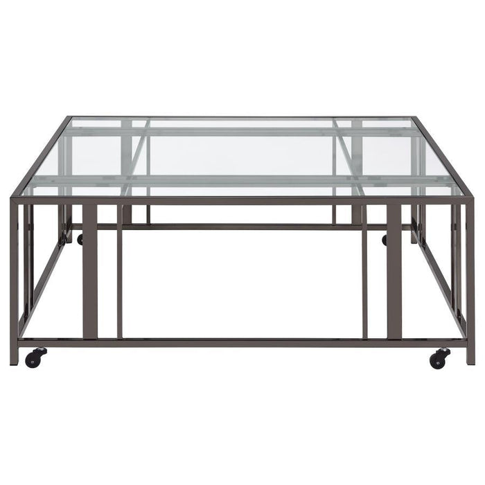 Adri - Square Glass Top Coffee Table With Casters