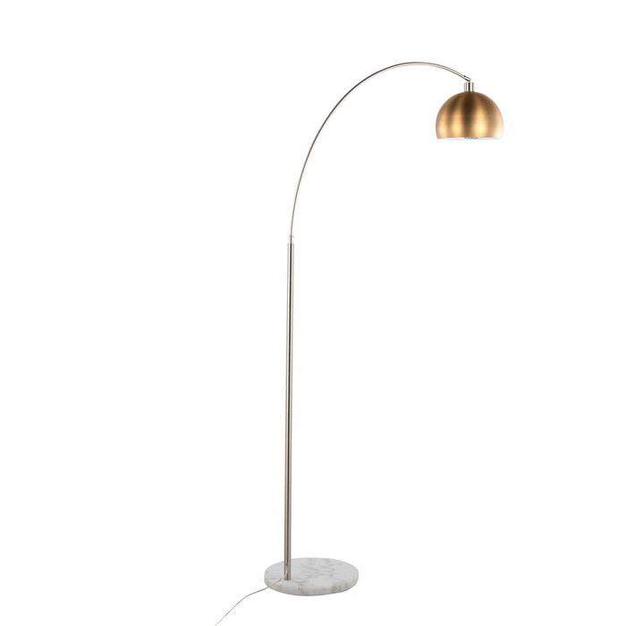 March - Floor Lamp - White Marble And Nickel