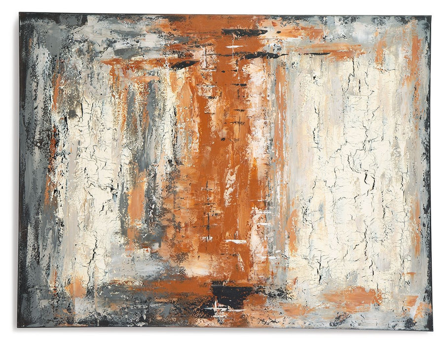 Carmely - Gray / White/orange - Wall Art