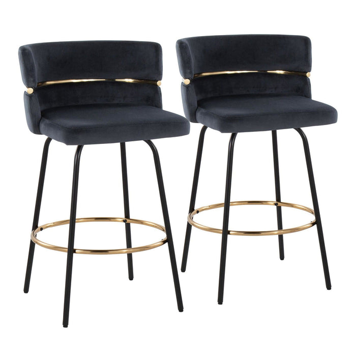 Cinch Claire - 26" Fixed-Height Counter Stool (Set of 2) - Gold And Black Base