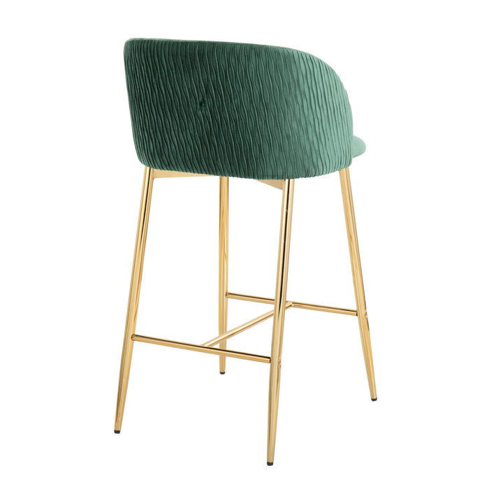 Fran - Pleated Glam Fixed-Height Counter Stool (Set of 2)