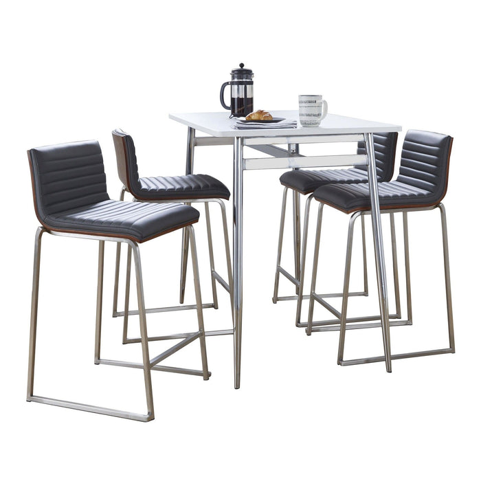 Fuji - Mason Upholstered Swivel Dining Set - Brushed Stainless Steel