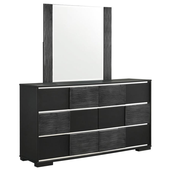 Blacktoft - 6-Drawer Dresser With Mirror - Black