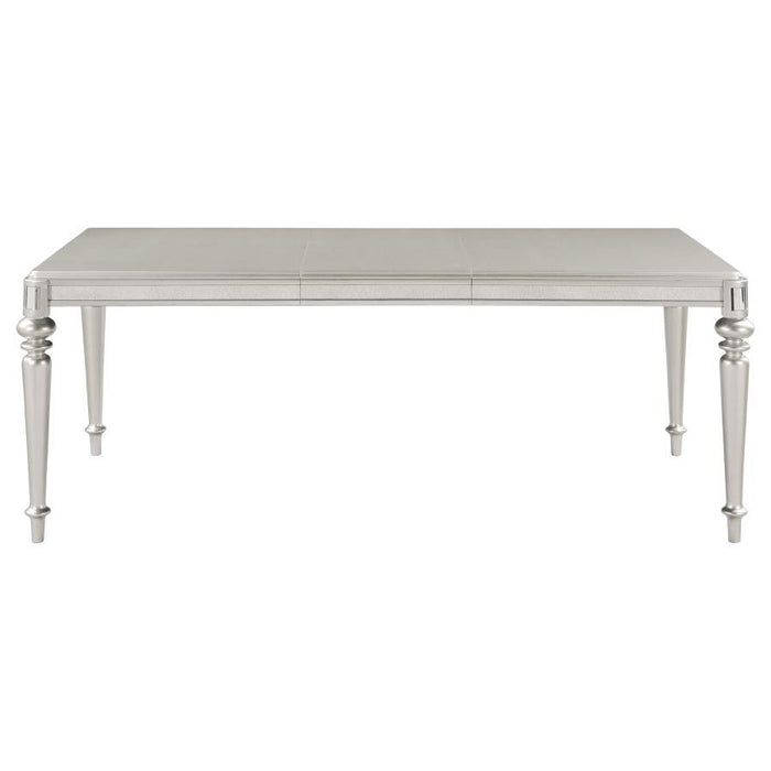 Bling Game - Rectangular Dining Table With Leaf - Metallic Platinum