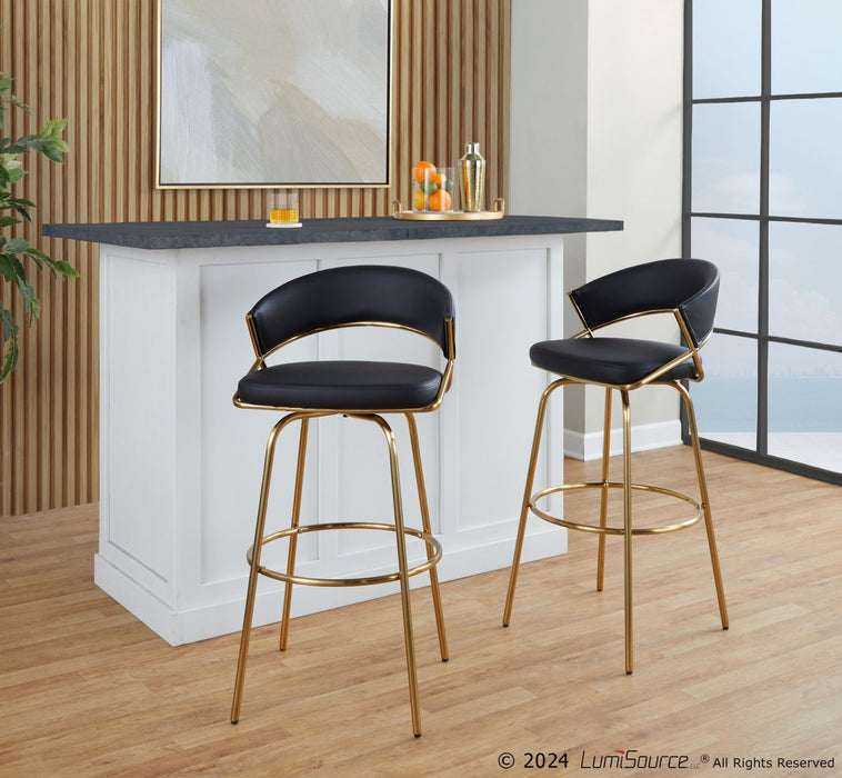 Jie - Adjustable Barstool With Swivel - Gold Metal (Set of 2)