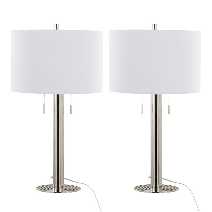 Master - 29" Metal Table Lamp - Polished Nickel And White Linen Shade from Grandview Gallery (Set of 2)