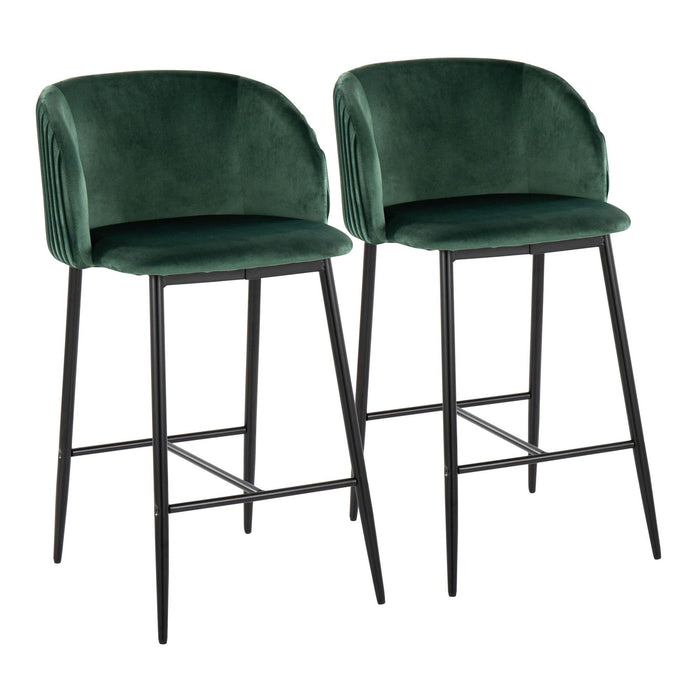 Fran - Pleated Fixed-Height Counter Stool (Set of 2)