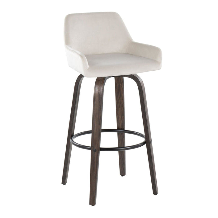 Daniella - 30" Fixed-height Barstool (Set of 2) - Dark Brown And White