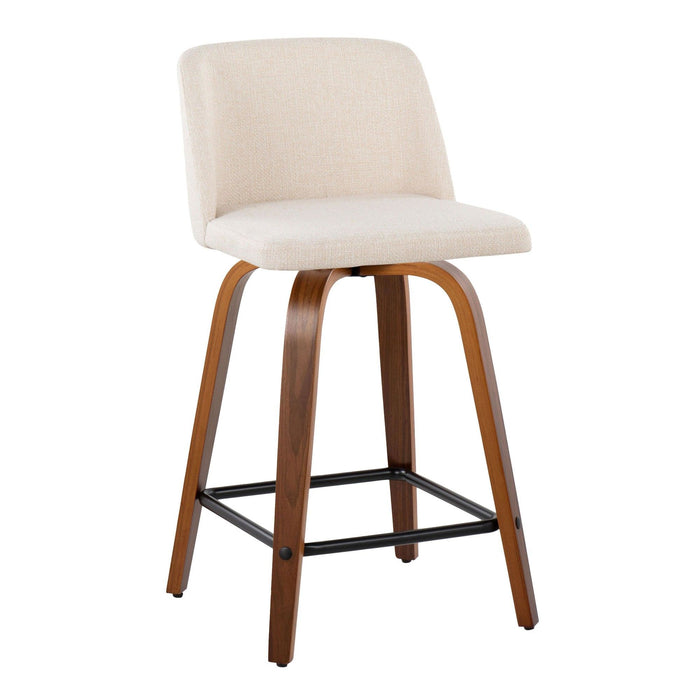 Toriano - 24" Fixed-height Counter Stool (Set of 2) - Cream Noise And Dark Brown