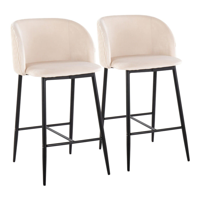 Fran - Pleated Waves Fixed-Height Counter Stool (Set of 2)