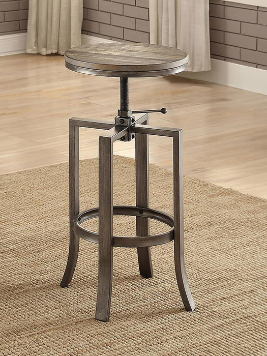 Bartlett - Adjustable Height Swivel Bar Stools (Set of 2) - Brushed Nutmeg And Slate Gray