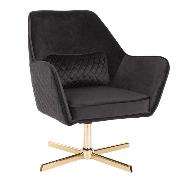 Diana - Lounge Chair - Gold Metal And Black Velvet