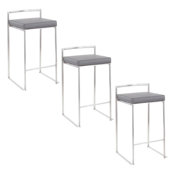 Fuji - 26" Stackable Counter Stool - Brushed Stainless Steel