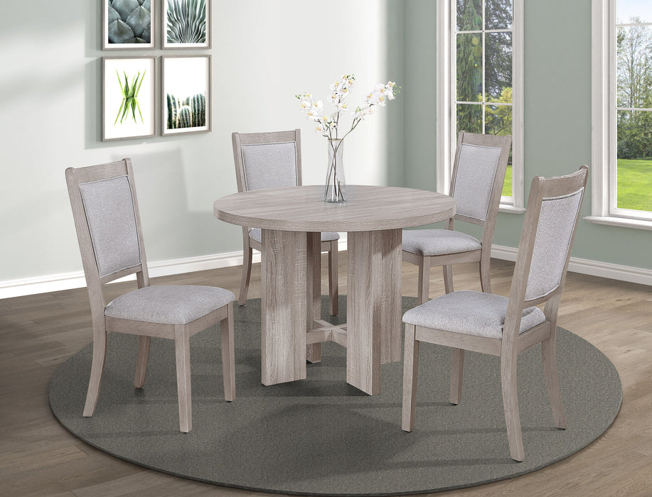 Amara - 5 Piece Round Dining Set Drift Wood - Gray