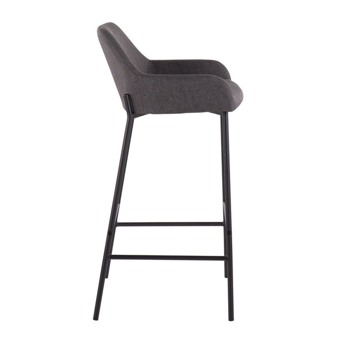 Daniella - Fixed - Height Bar Stool - Black Metal And Charcoal Fabric (Set of 2)