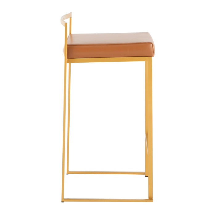 Fuji - Counter Stool With Cushion - Gold Legs