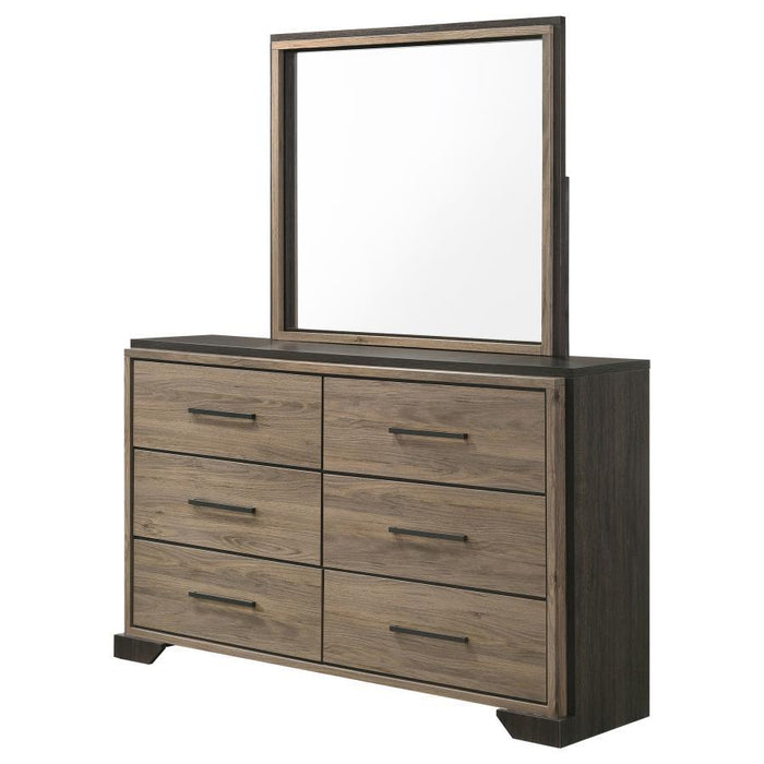 Baker - 6-Drawer Dresser With Mirror - Brown And Light Taupe