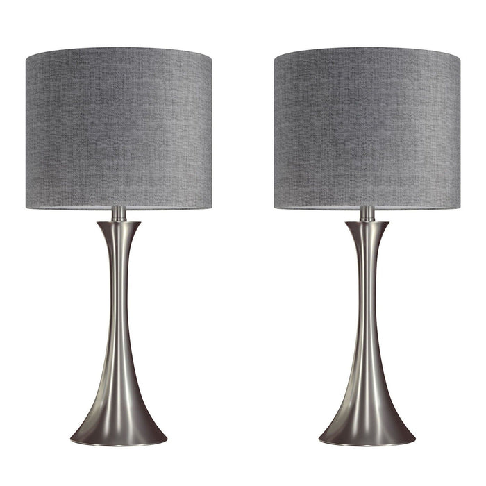 Lenuxe - 24" Metal Table Lamp - Brushed Nickel (Set of 2)