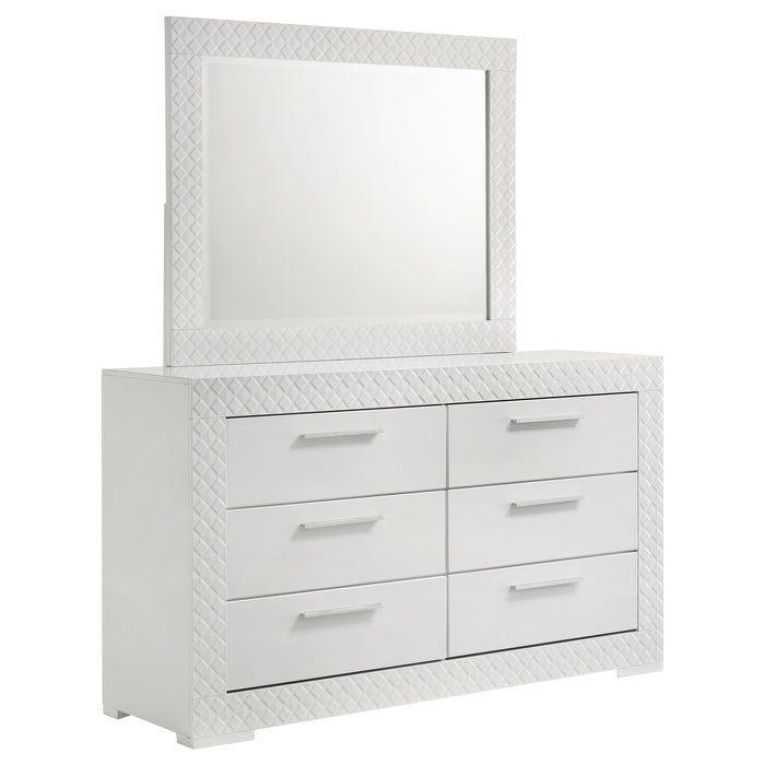 Ives - 6-Drawer Dresser And Mirror - White High Gloss