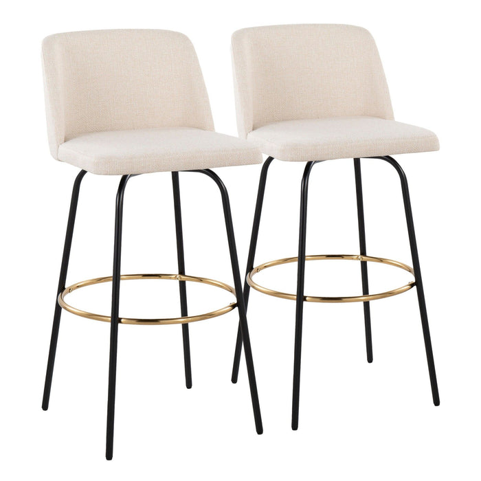 Toriano - 30" Fixed-Height Barstool (Set of 2) - Black & Gold Base