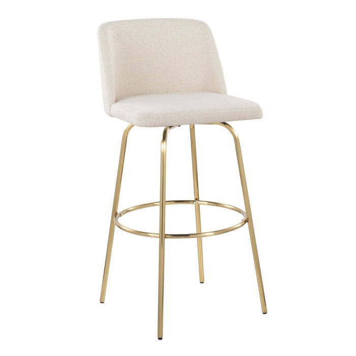 Toriano - 30" Fixed-Height Barstool (Set of 2) - Gold Base