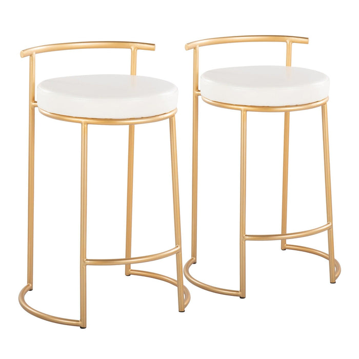 Round Fuji - 26" Fixed-Height Counter Stool (Set of 2) - Gold Base