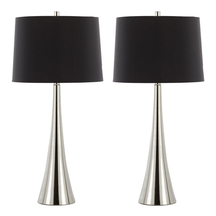 Geome - 27" Metal Table Lamp - Polished Nickel With White Linen Shade From Grandview Gallery (Set of 2)