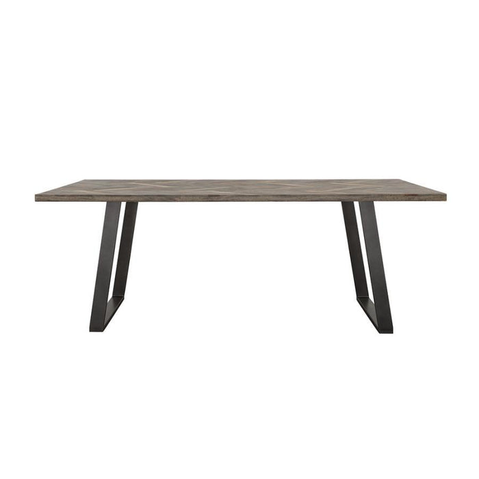 Misty - Sled Leg Dining Table - Gray Sheesham And Gunmetal