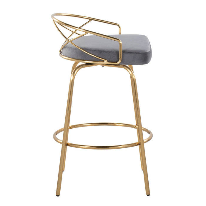 Charlotte - Glam - 26" Fixed-Height Counter Stool (Set of 2) - Gold Base