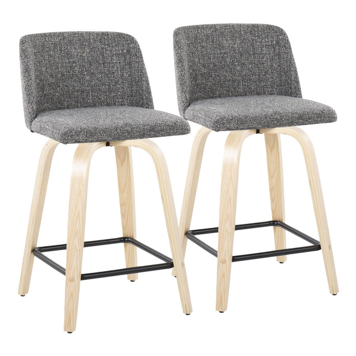 Toriano - 24" Fixed-Height Counter Stool (Set of 2) - Natural & Black Square Base