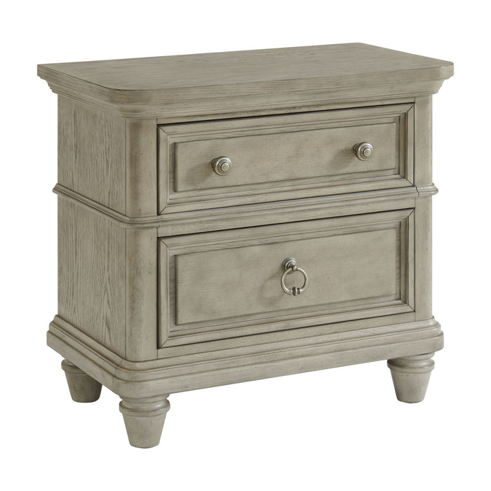 Whit-Ash - 2-Drawer Nightstand With USB - Light Gray