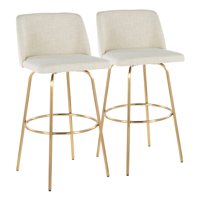 Toriano - 30" Fixed-height Barstool (Set of 2) - Cream Fabric