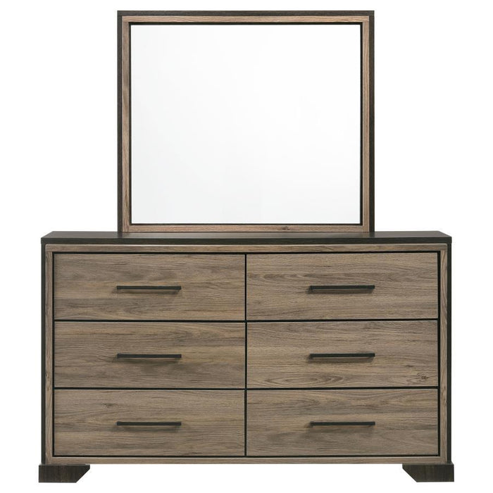 Baker - 6-Drawer Dresser With Mirror - Brown And Light Taupe