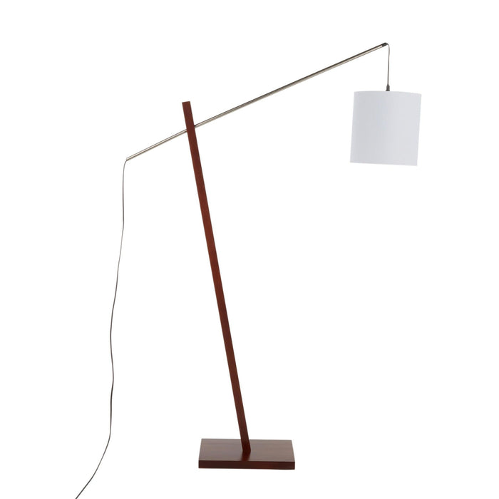 Arturo - Arturo Floor Lamp - Walnut Wood And White Fabric Shade