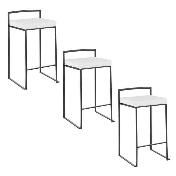 Fuji - Stackable Counter Stool With Cushion - Black Metal